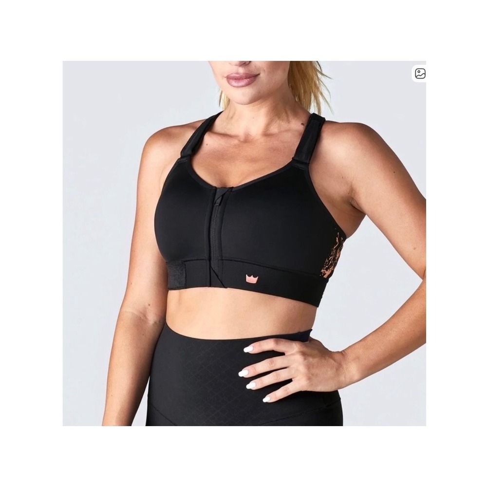 SheFit FLEX Sports bra Size 2Luxe Black Rose Gold Marble yoga running gym
